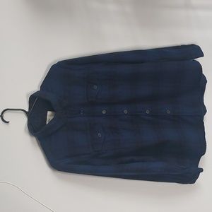 Tilley blue black shepherd check cotton flannel plaid button down long sleeve